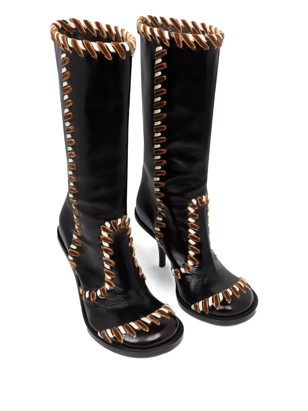 Dries Van Noten 90mm Leather Round-toe Boots In Black