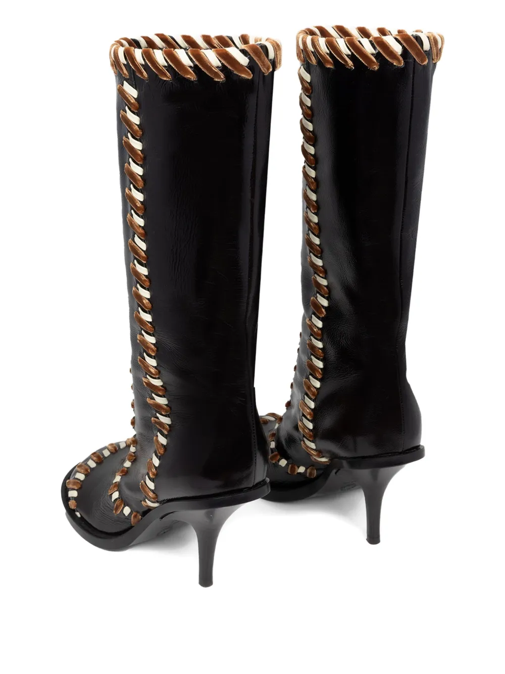 Dries Van Noten 90mm Leather Round-toe Boots In Black