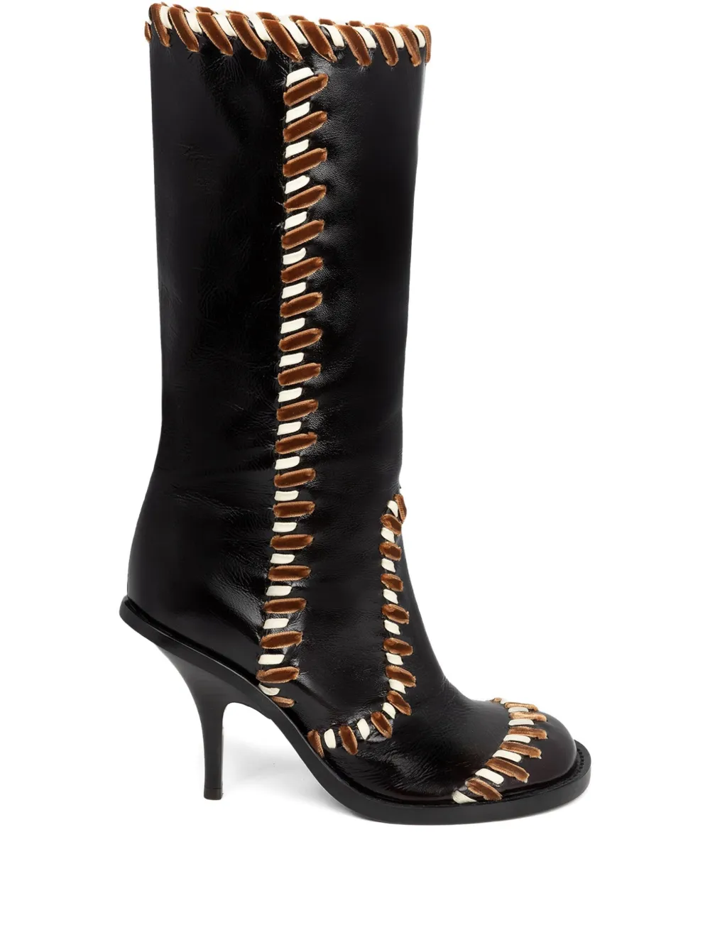 Dries Van Noten 90mm Leather Round-toe Boots In Black