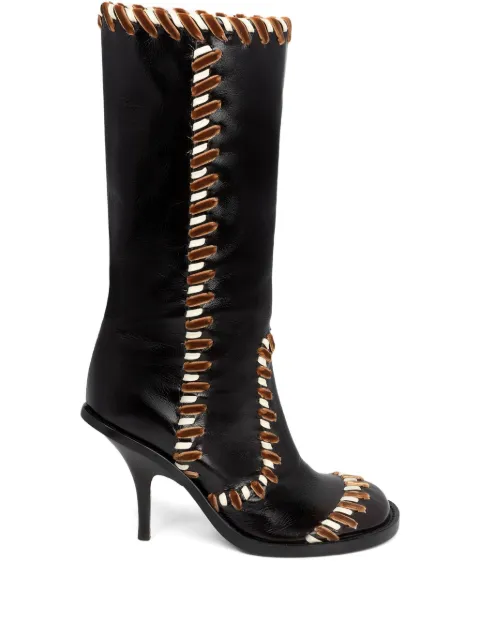 DRIES VAN NOTEN botas de piel con puntera redonda y tacón de 90mm