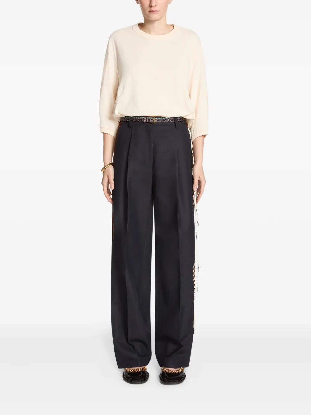 Dries Van Noten Braided-embellishment Leather Belt In Black
