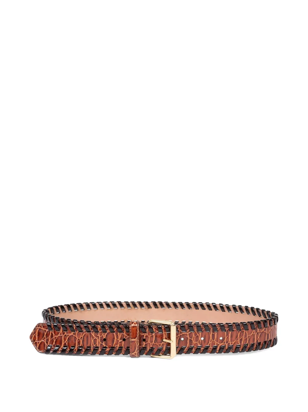 Dries Van Noten Crocodile-embossed Leather Belt In Brown