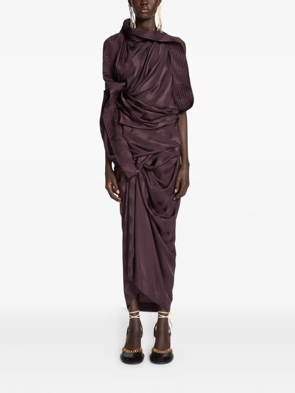 DRIES VAN NOTEN Gedrapeerde zijden maxi-jurk - Paars