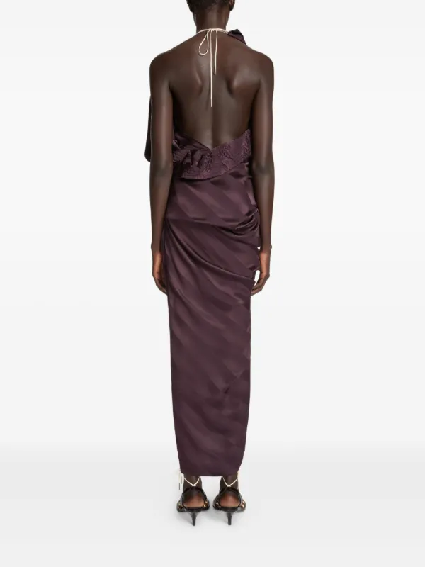 DRIES VAN NOTEN draped-design Silk Maxi Dress | Purple | FARFETCH GE