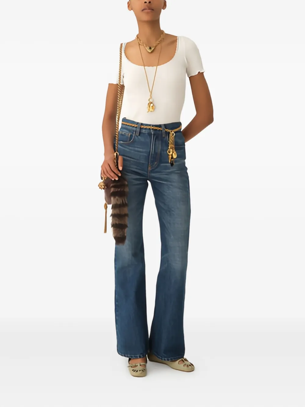 Chloé scoop-neck lace-trimmed T-shirt | T-Shirts & Jersey Shirts | Image 2