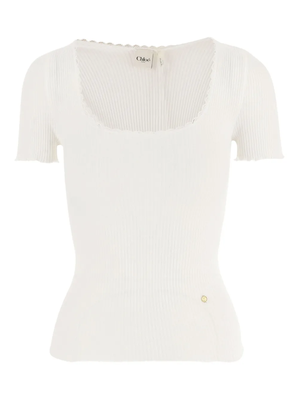 Chloé scoop-neck lace-trimmed T-shirt | White | Image 1