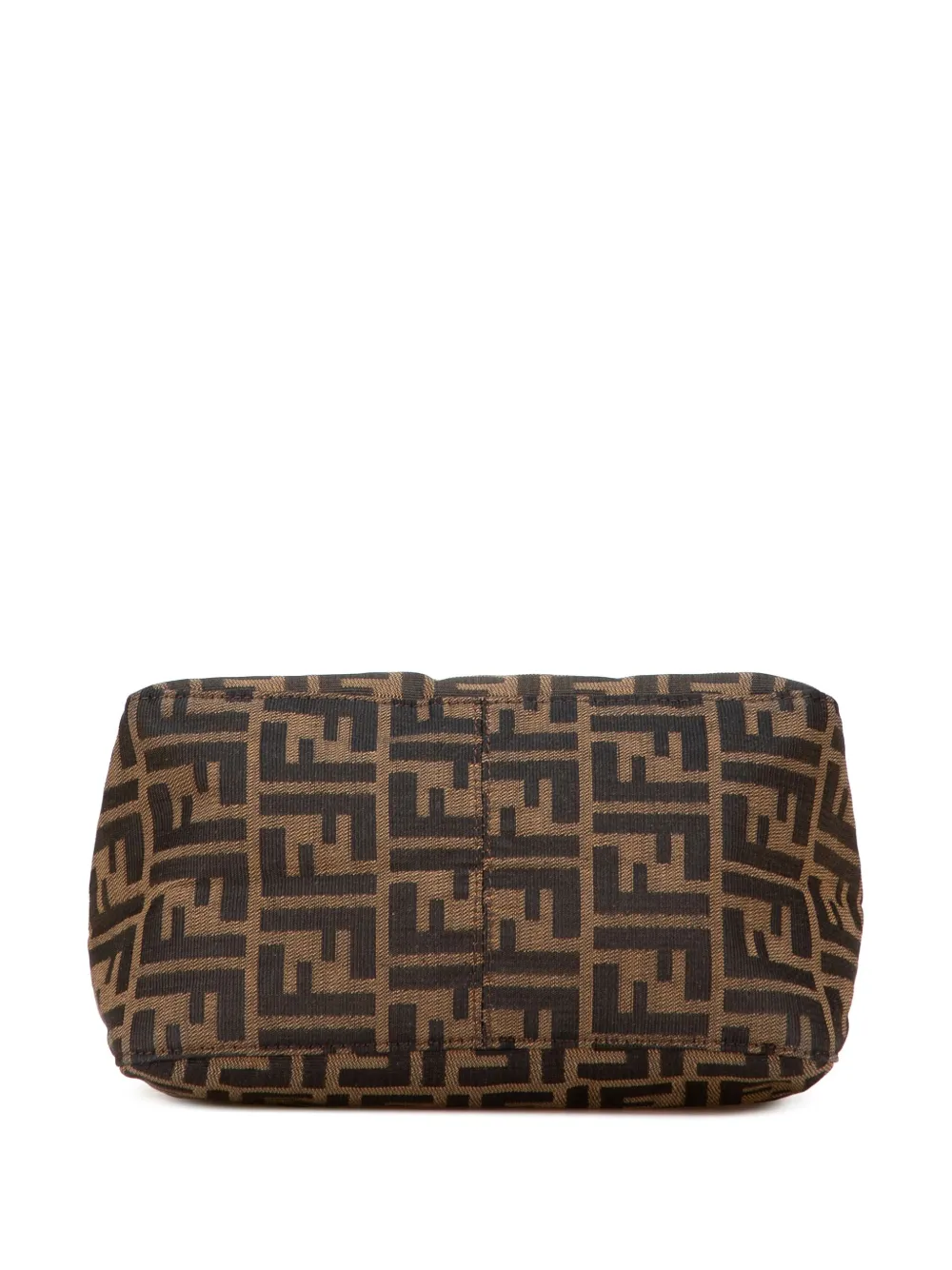 Pre-owned Fendi 2000-2017 Zucca Canvas Double Flap Shoulder Bag In Brown