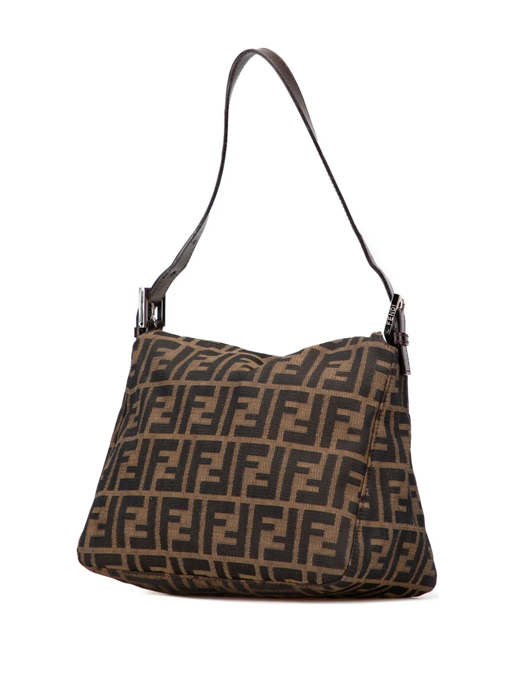 Pre-owned Fendi 2000-2017 Zucca Canvas Double Flap Shoulder Bag In Brown