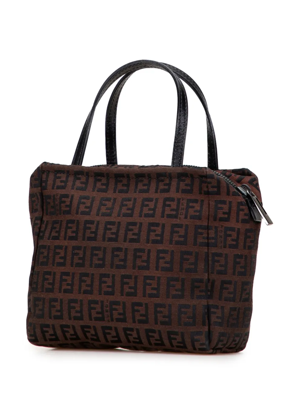 Pre-owned Fendi 2000-2010 Mini Zucchino Canvas Handbag In Brown