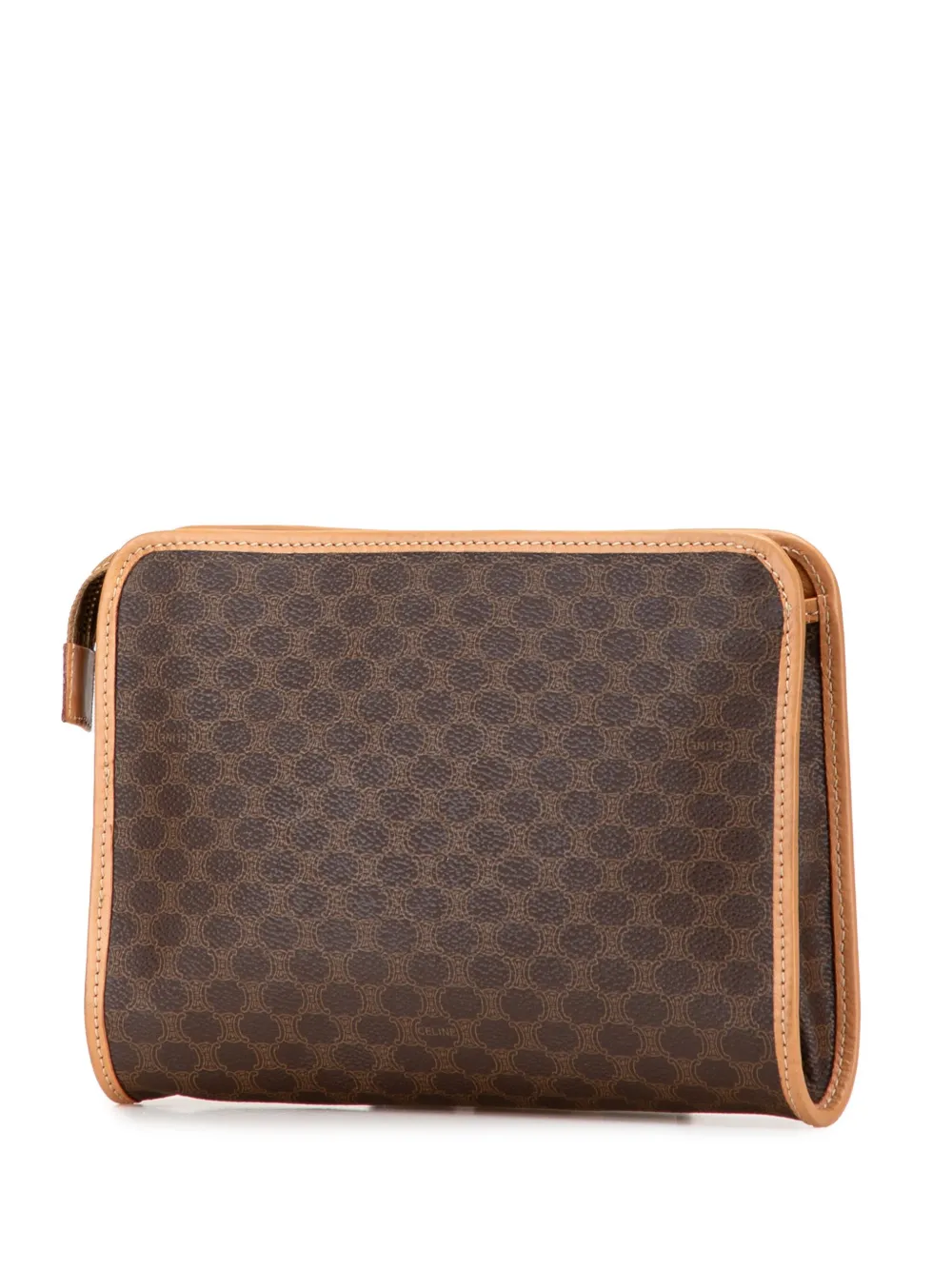 Pre-owned Celine 2015 Macadam Coated Canvas Clutch Bag In Brown