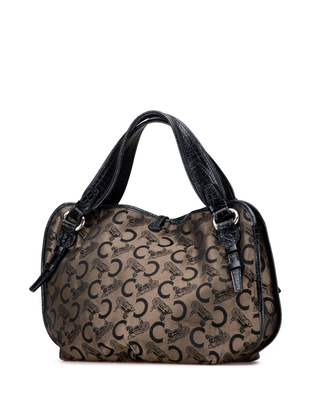 Pre-owned Celine 2007 C Carriage Canvas Bittersweet Hobo Bag In Brown