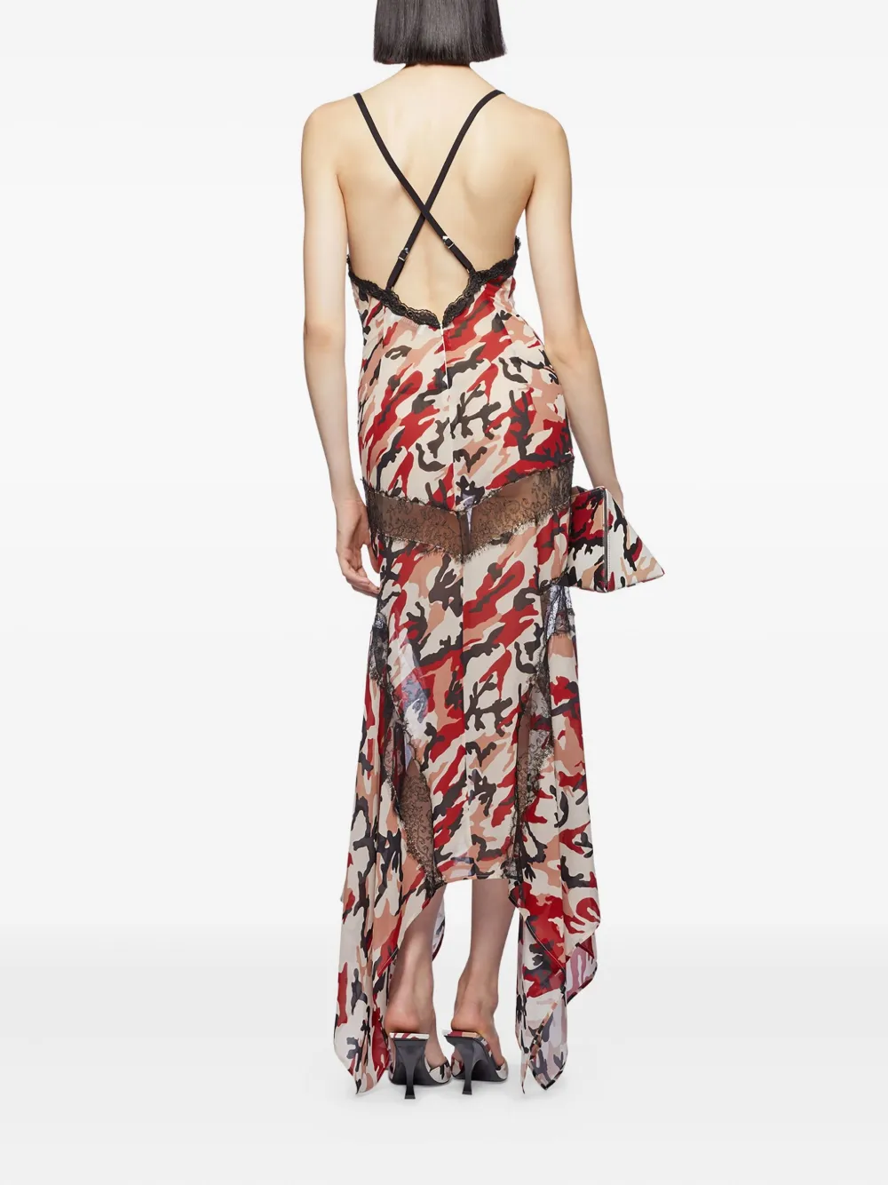 Attico Camouflage Lace-insert Dress In Multi
