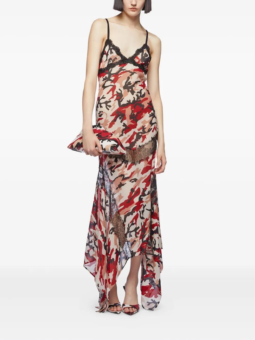 The Attico camouflage lace-insert dress - Beige