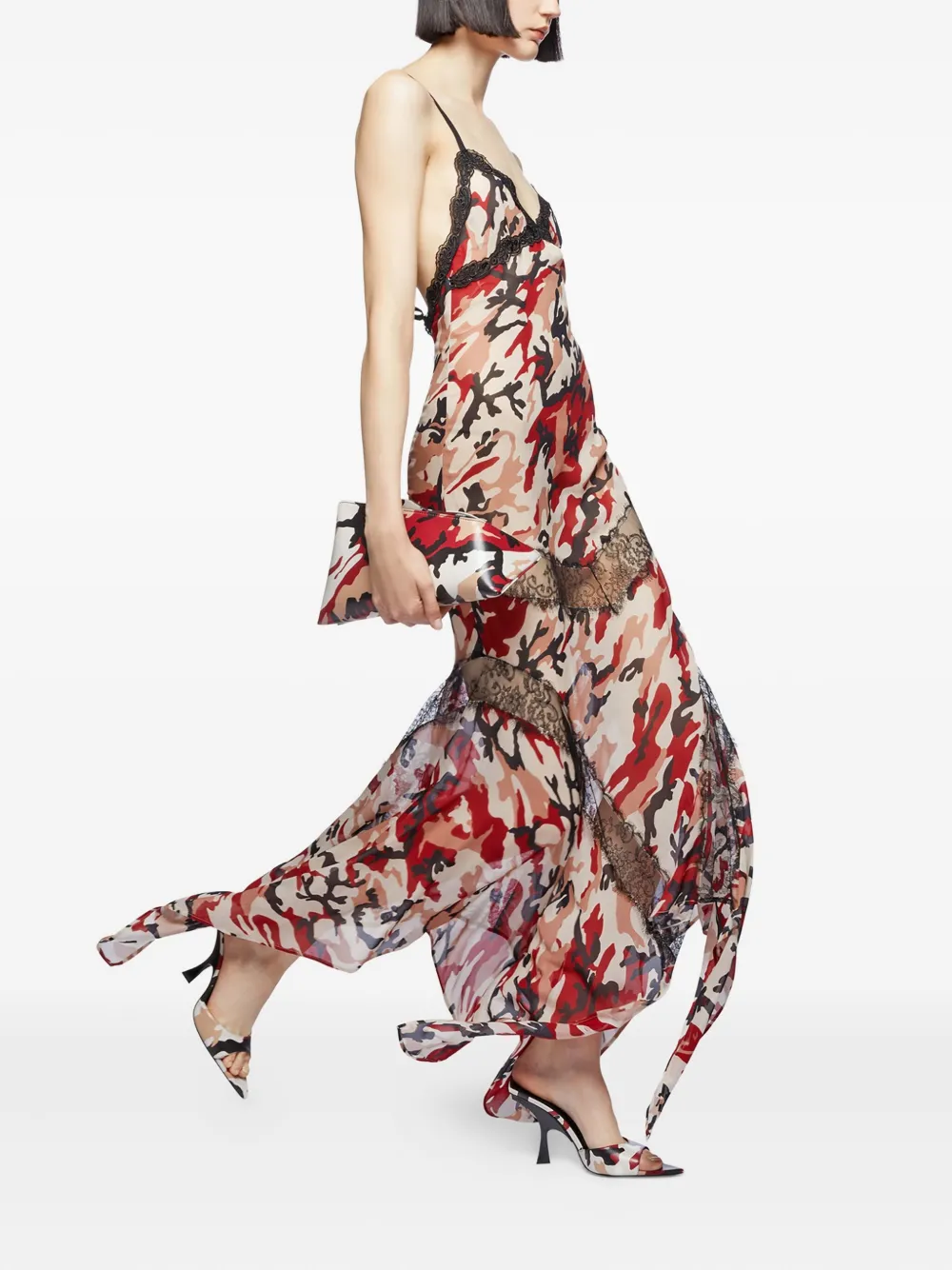Attico Camouflage Lace-insert Dress In Multi