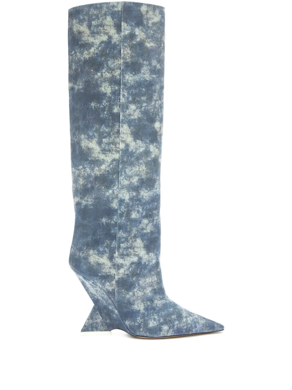 The Attico denim-print heeled boots Blue