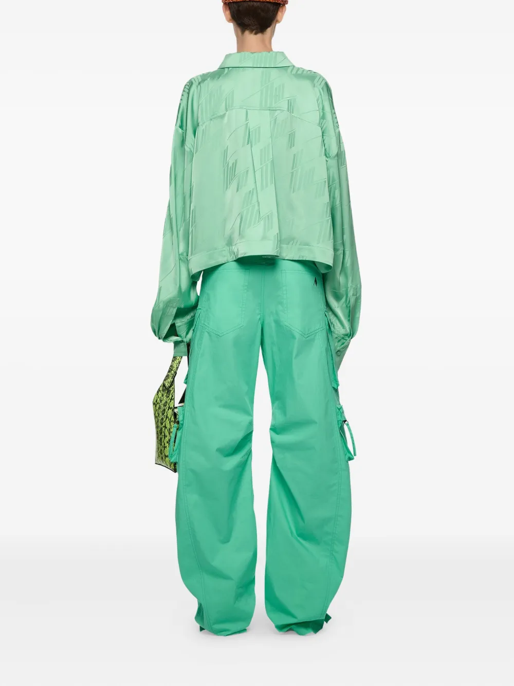 Attico Embossed-pattern Blouse In Green