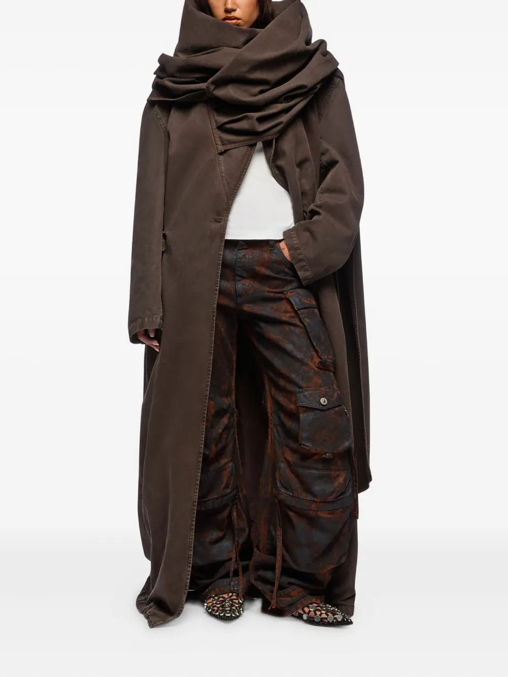 The Attico Broek met cargo zak - Bruin