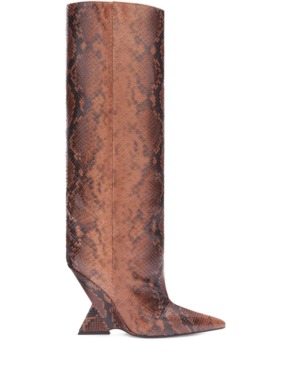 The Attico 105mm Cheope snakeskin wedge boots Brown