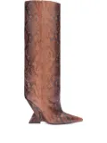 The Attico 105mm Cheope snakeskin wedge boots - Brown