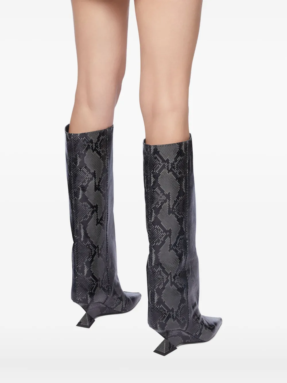 Attico 65mm Snakeskin-print Boots In Black