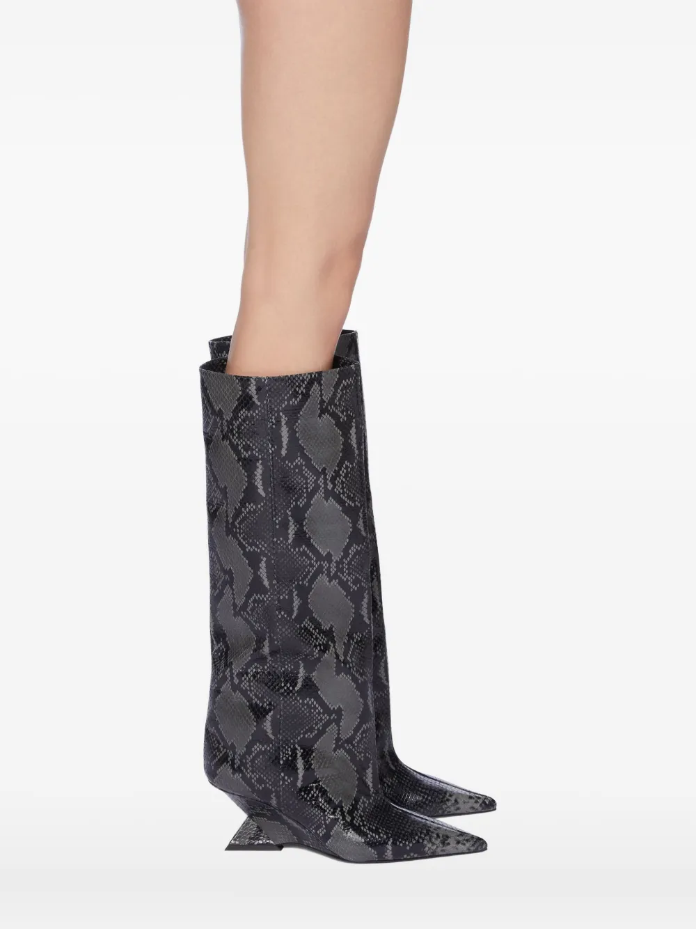 Attico 65mm Snakeskin-print Boots In Black