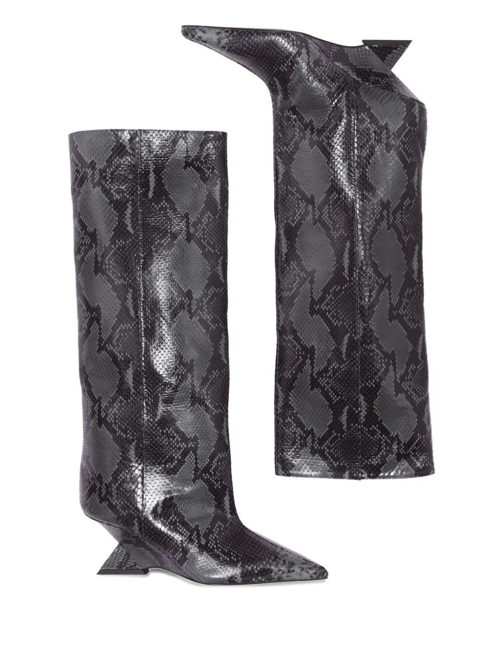 Attico 65mm Snakeskin-print Boots In Black