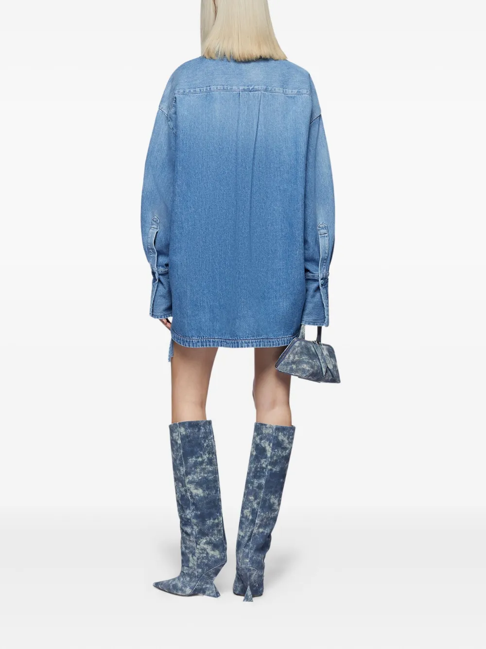 Attico ''fay'' Washed Blue Mini Skirt In Blue