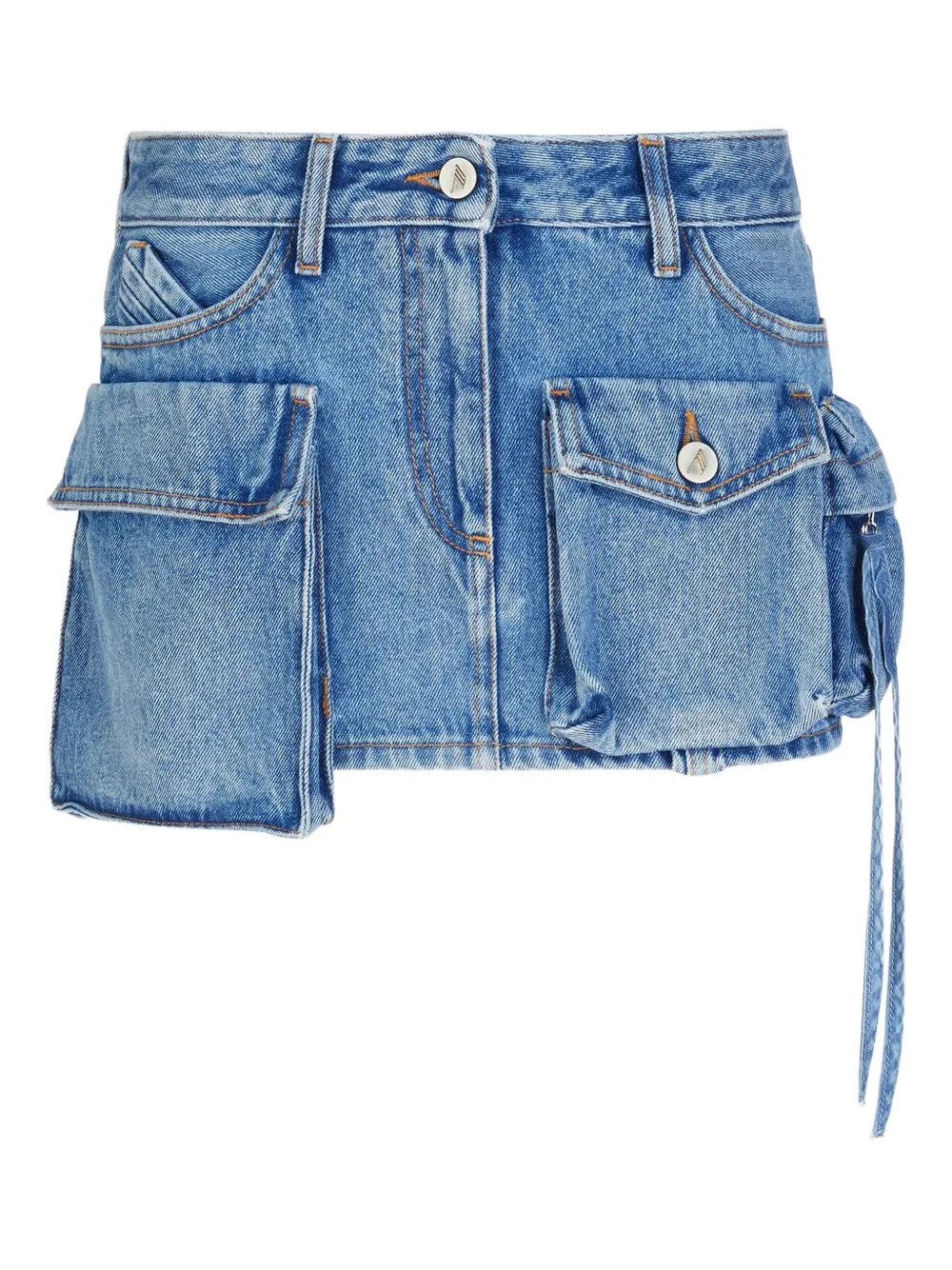 Attico ''fay'' Washed Blue Mini Skirt In Blue