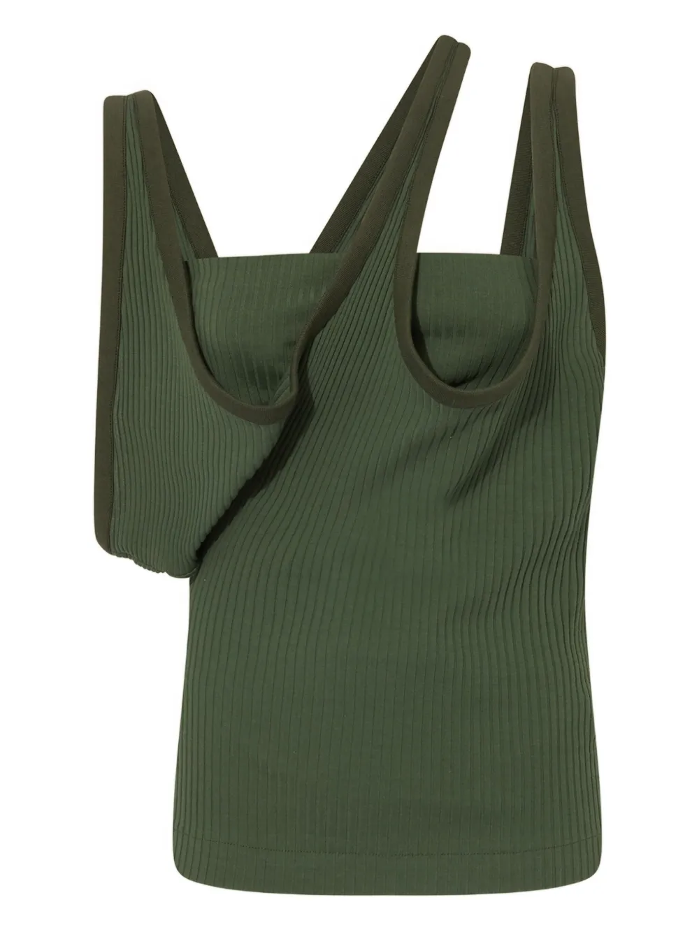 The Attico asymmetric ribbed top | Green | Image 1