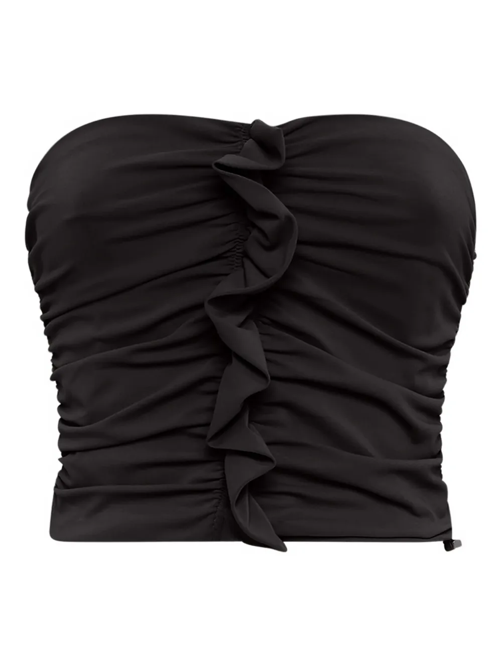 Attico Ruffled Strapless Top In Black