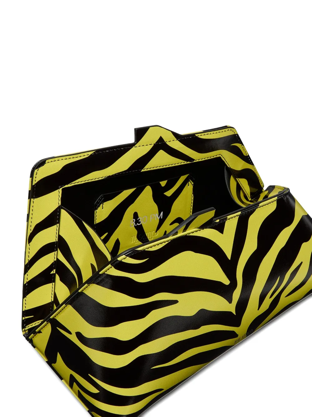 Attico Zebra-print Clasp Clutch In White