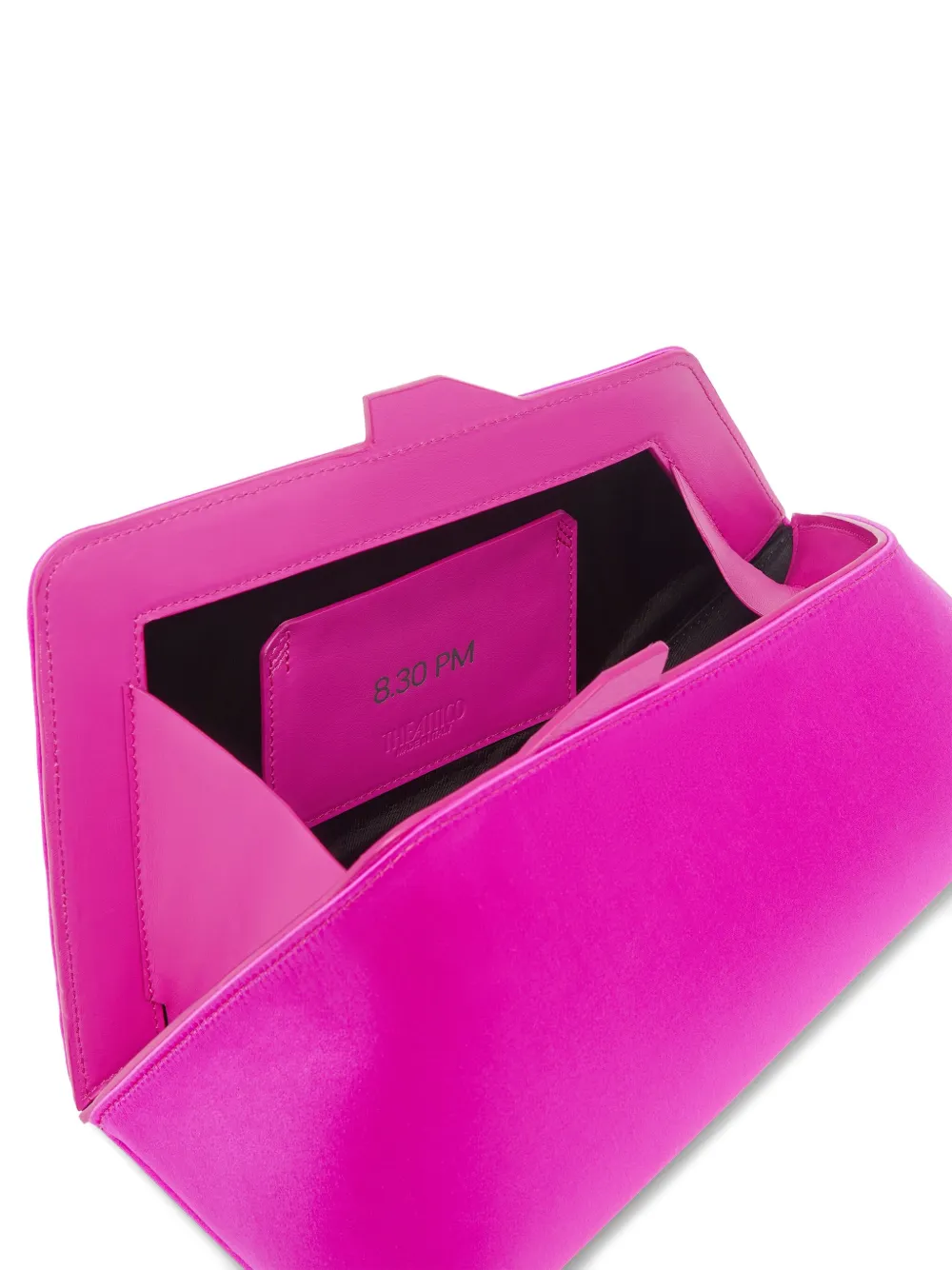 Attico Medium 8.30 Pm Satin & Leather Clutch In Pink