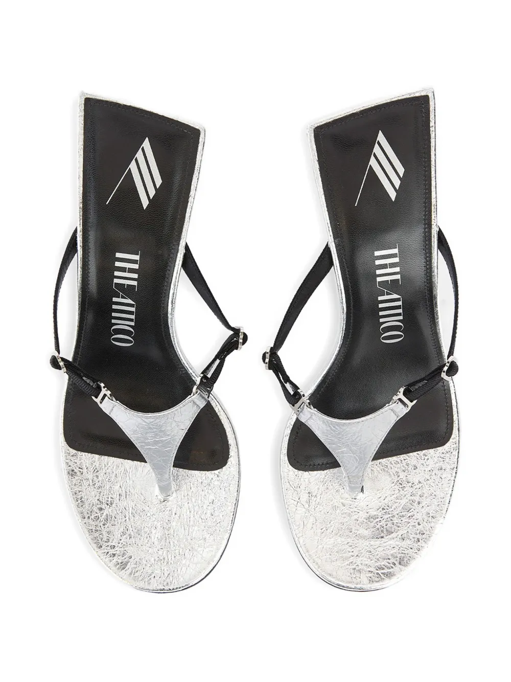 The Attico 65mm metallic-leather buckled sandals Silver