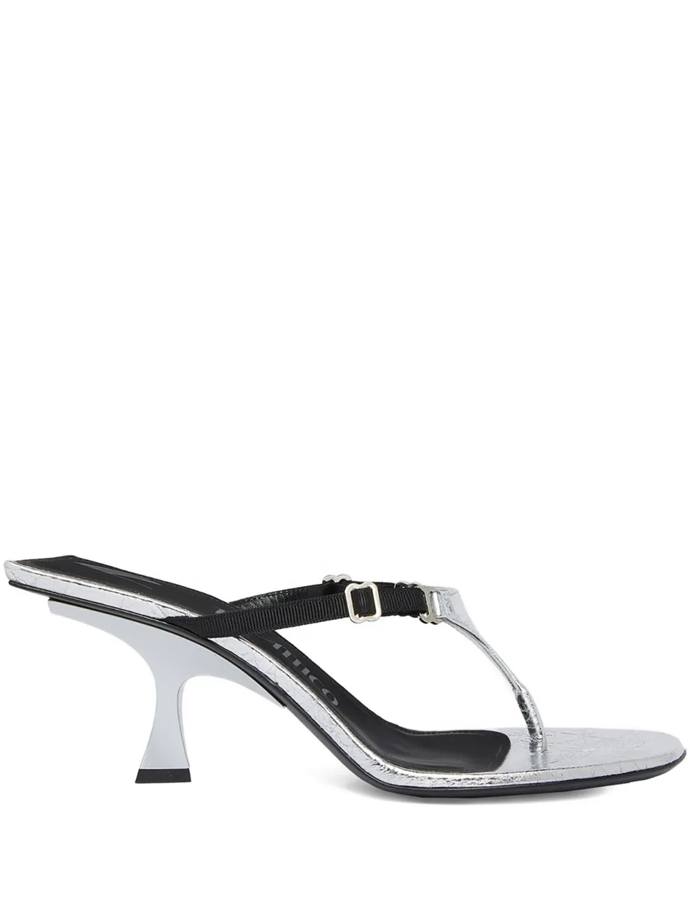 The Attico 65mm metallic-leather buckled sandals Silver
