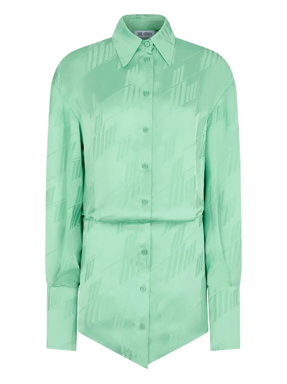 The Attico embossed-pattern shirt dress | Green | Image 1