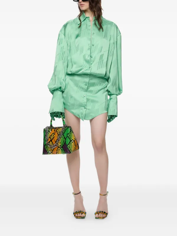 the attico dress green The Attico embossed-pattern Shirt Dress | Green