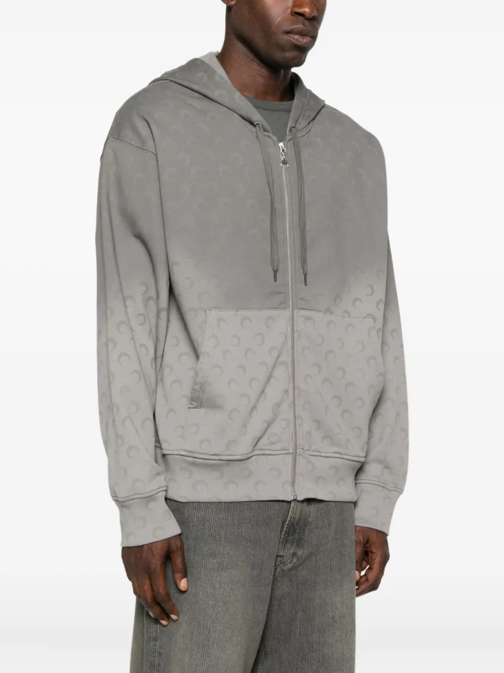 Marine Serre Gray Faded Moon Sleeve Hoodie In Gray