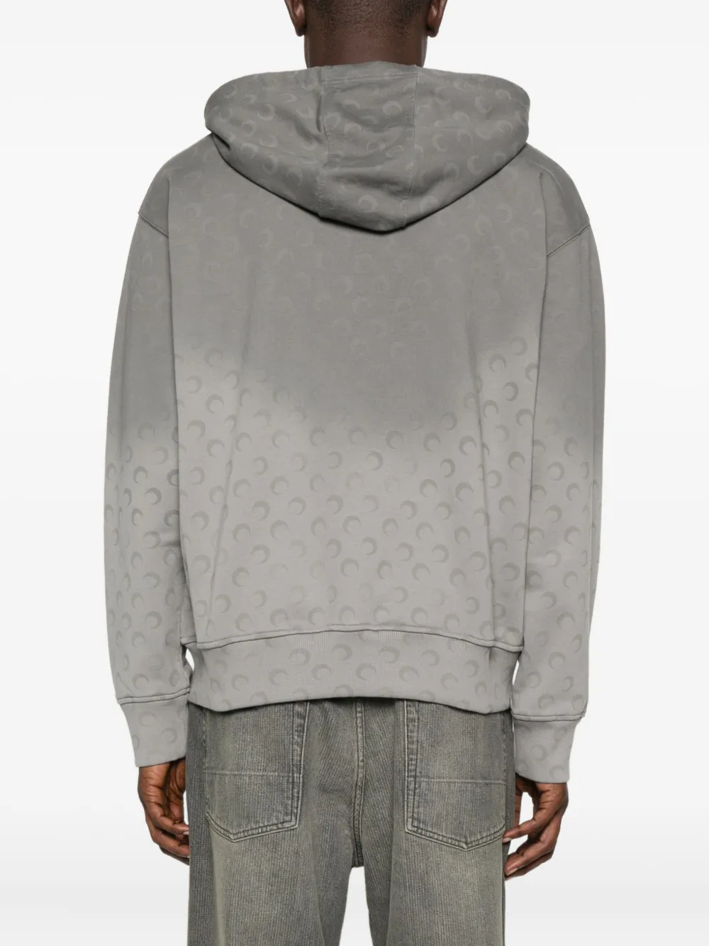 Marine Serre Gray Faded Moon Sleeve Hoodie In Gray