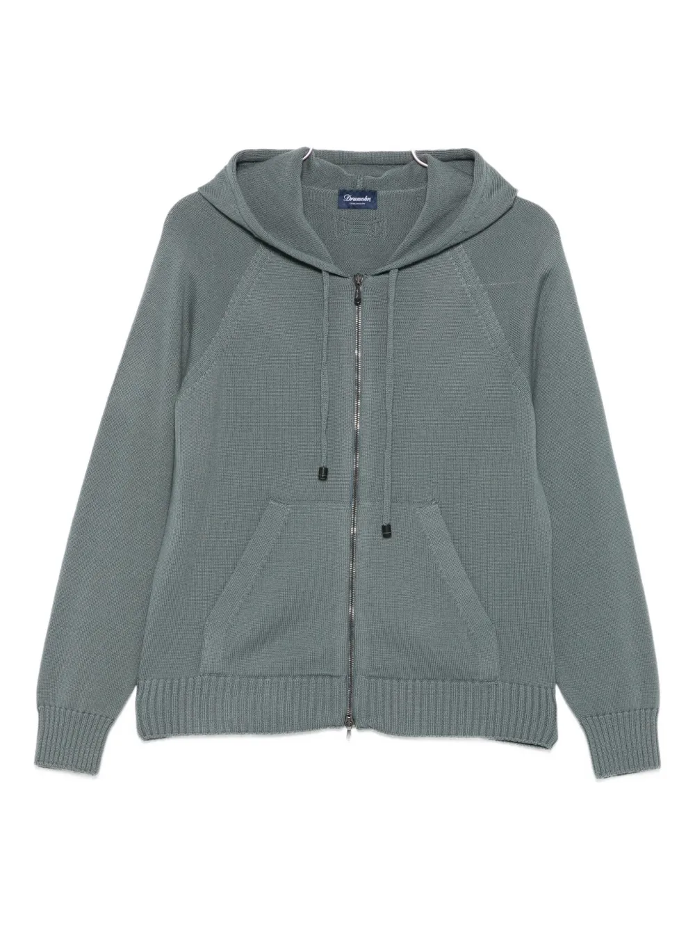 Drumohr Hooded Zip-up Sweater In Green