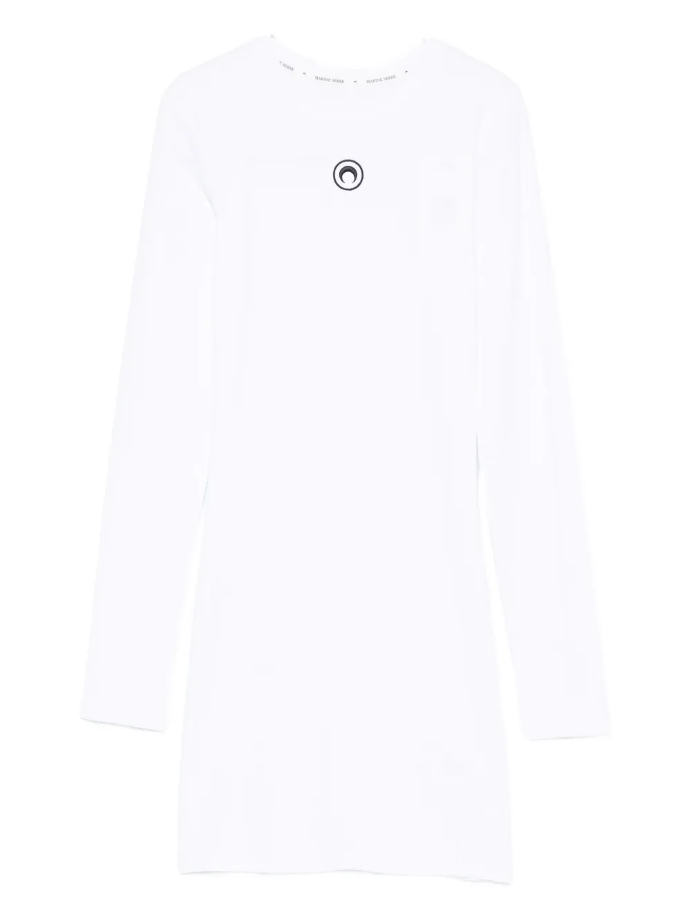 Marine Serre Ribbed Jersey Mini Dress With Long Sleeves In White