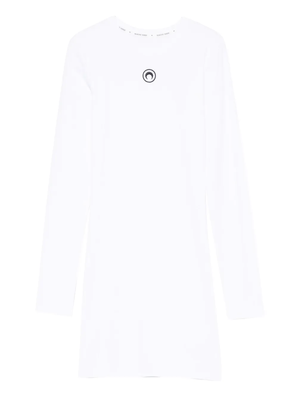 Marine Serre crew-neck long-sleeve dress - ホワイト Marine Serre crew-neck long-sleeve dress - ホワイト