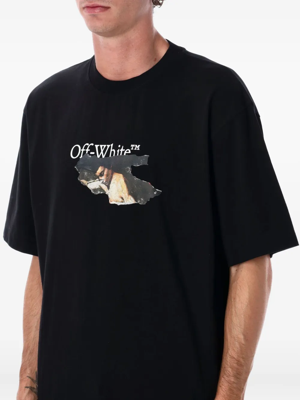Off-white Paint Arrow Cotton T-shirt In Black