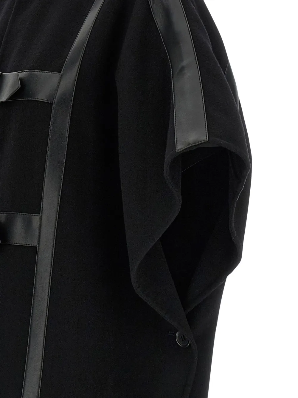 Twinset Buckle-strap Wool-blend Cape In Black