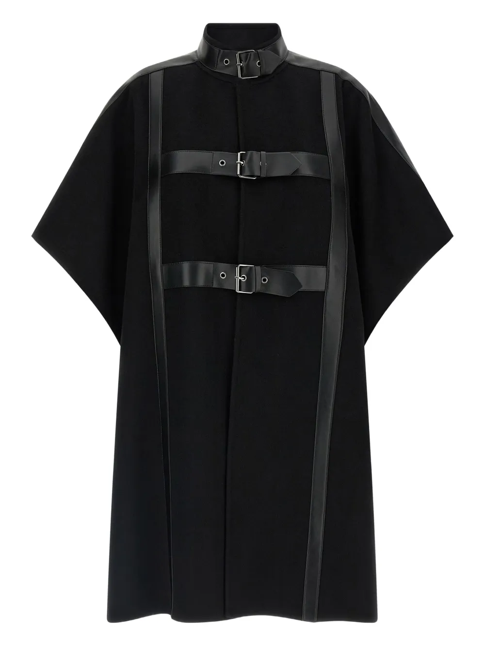 Twinset Buckle-strap Wool-blend Cape In Black