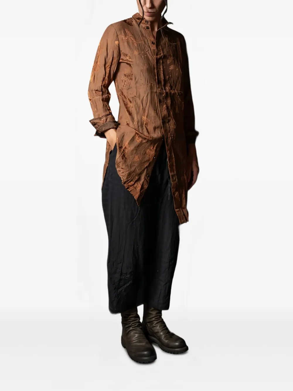 Aleksandr Manamïs Asymmetric-design Long-sleeve Shirt In Brown