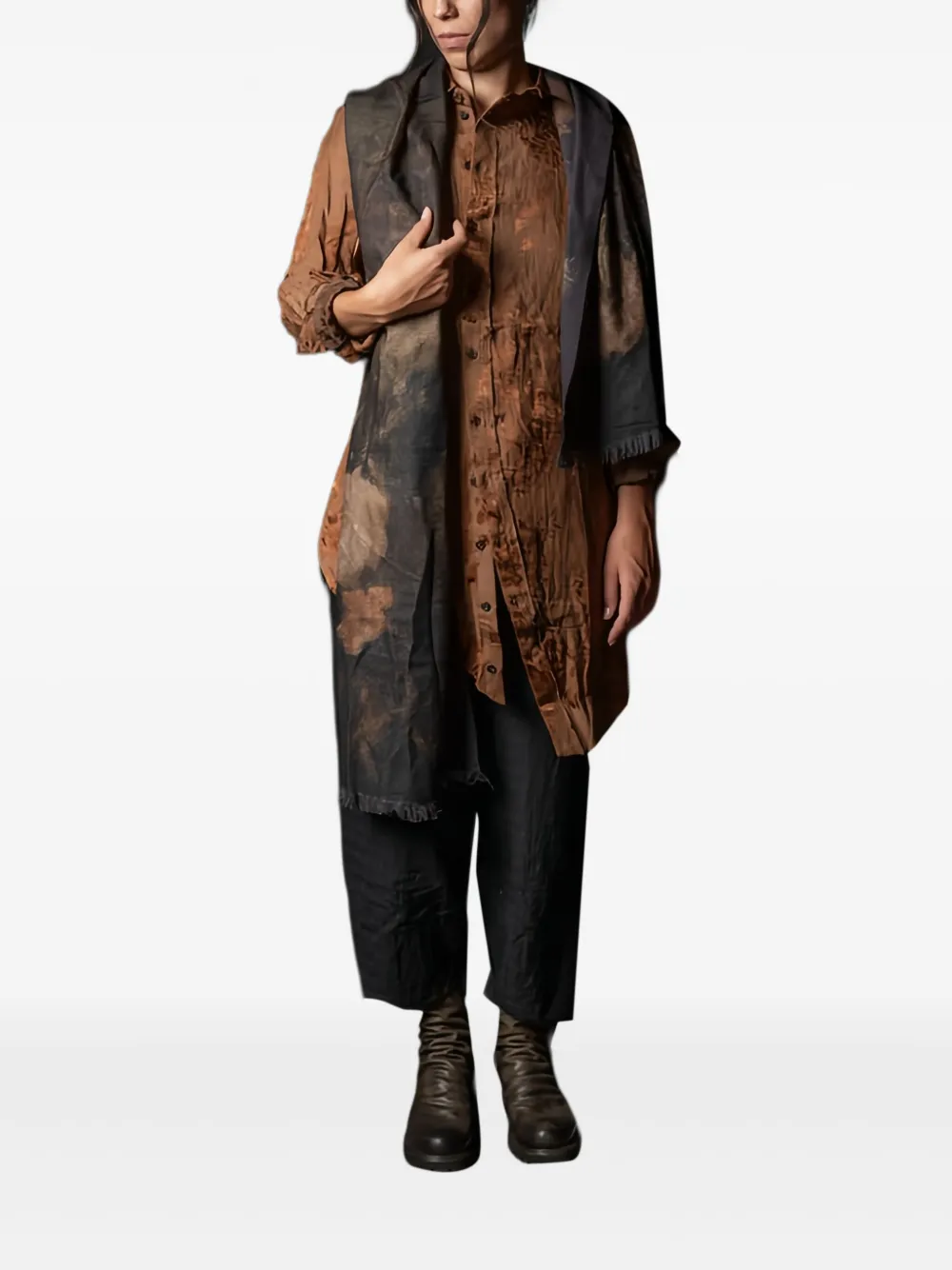Aleksandr Manamïs Asymmetric-design Long-sleeve Shirt In Brown