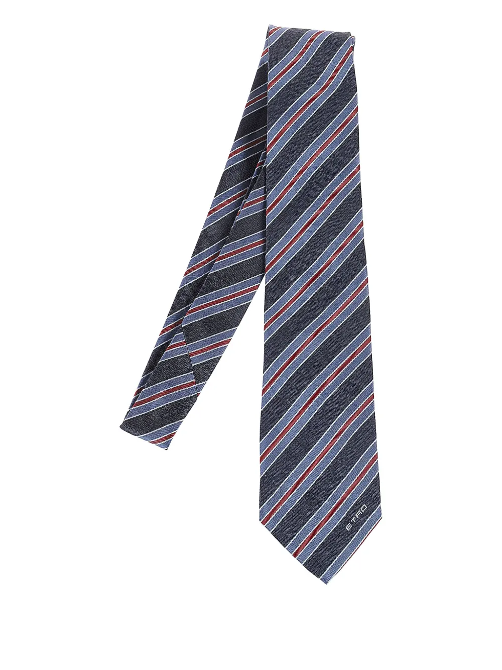 Etro Striped Silk Tie In Blue
