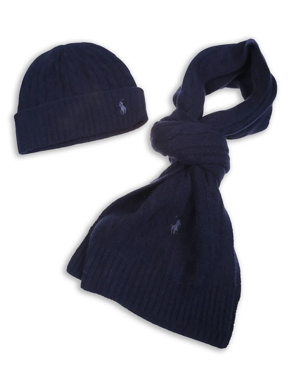 Polo Ralph Lauren cashmere scarf and beanie set | Blue | Image 1
