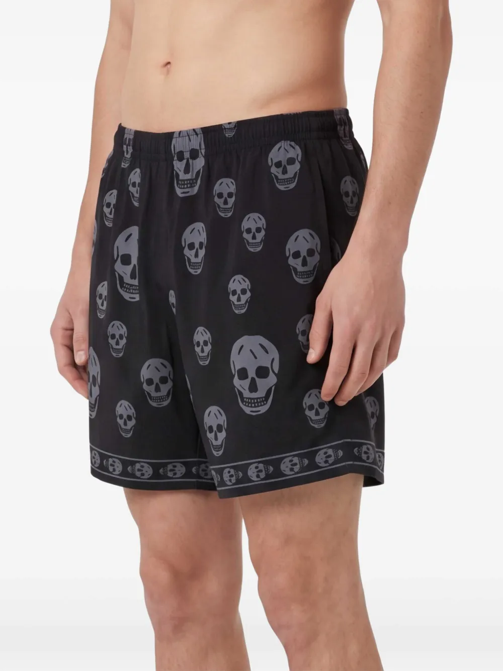 Alexander McQueen Zwembroek met doodskopprint Zwart
