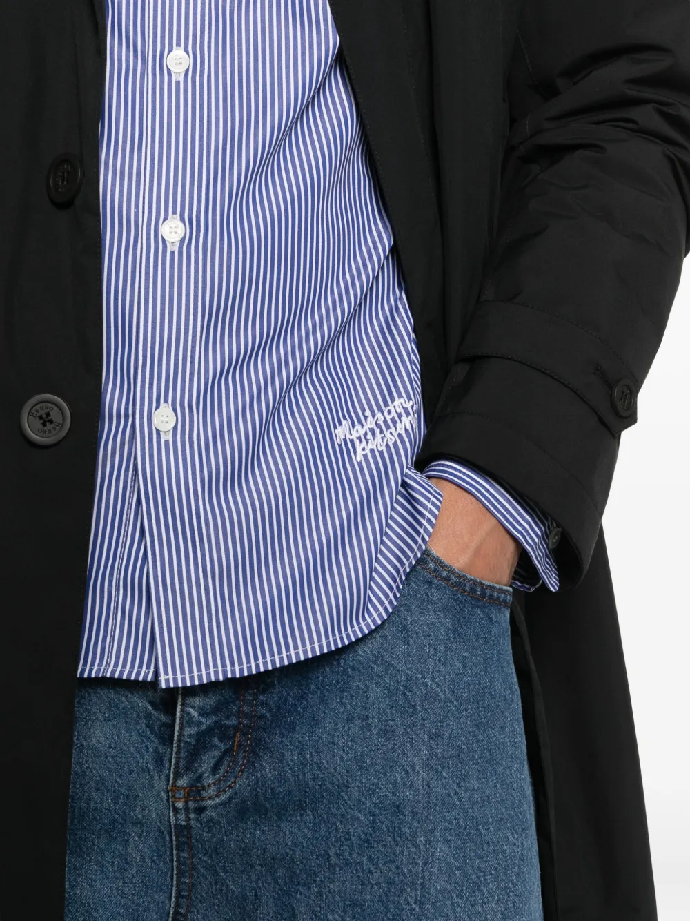 Maison Kitsuné Gestreept overhemd Blauw